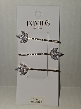 David's Bridal Rose Gold Cubic Zirconia Floral Bobby Pin Set - Rose Gold